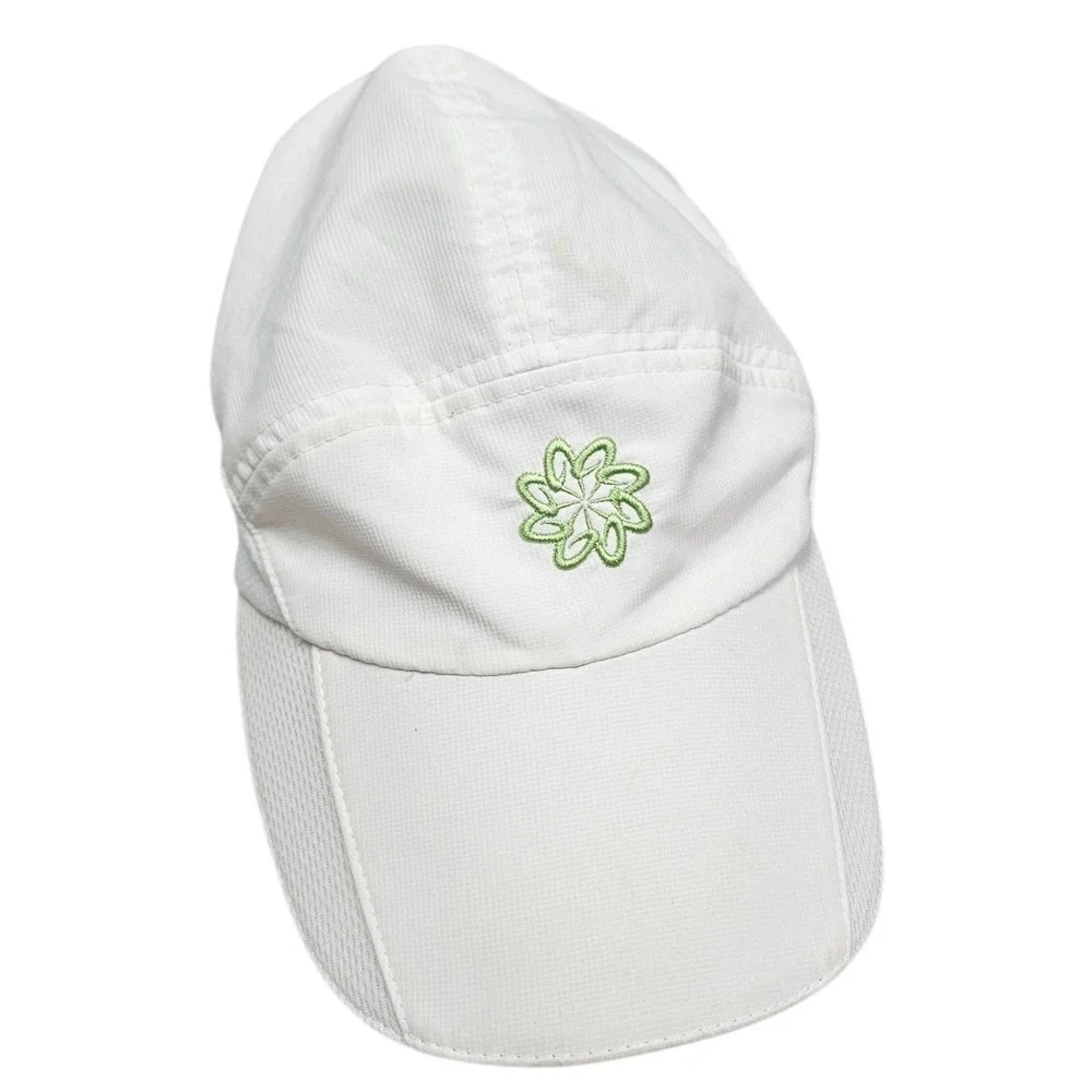 Headsweats Performance Running Hat Unisex OS White‎ Coolmax Mesh Floral Logo Cap